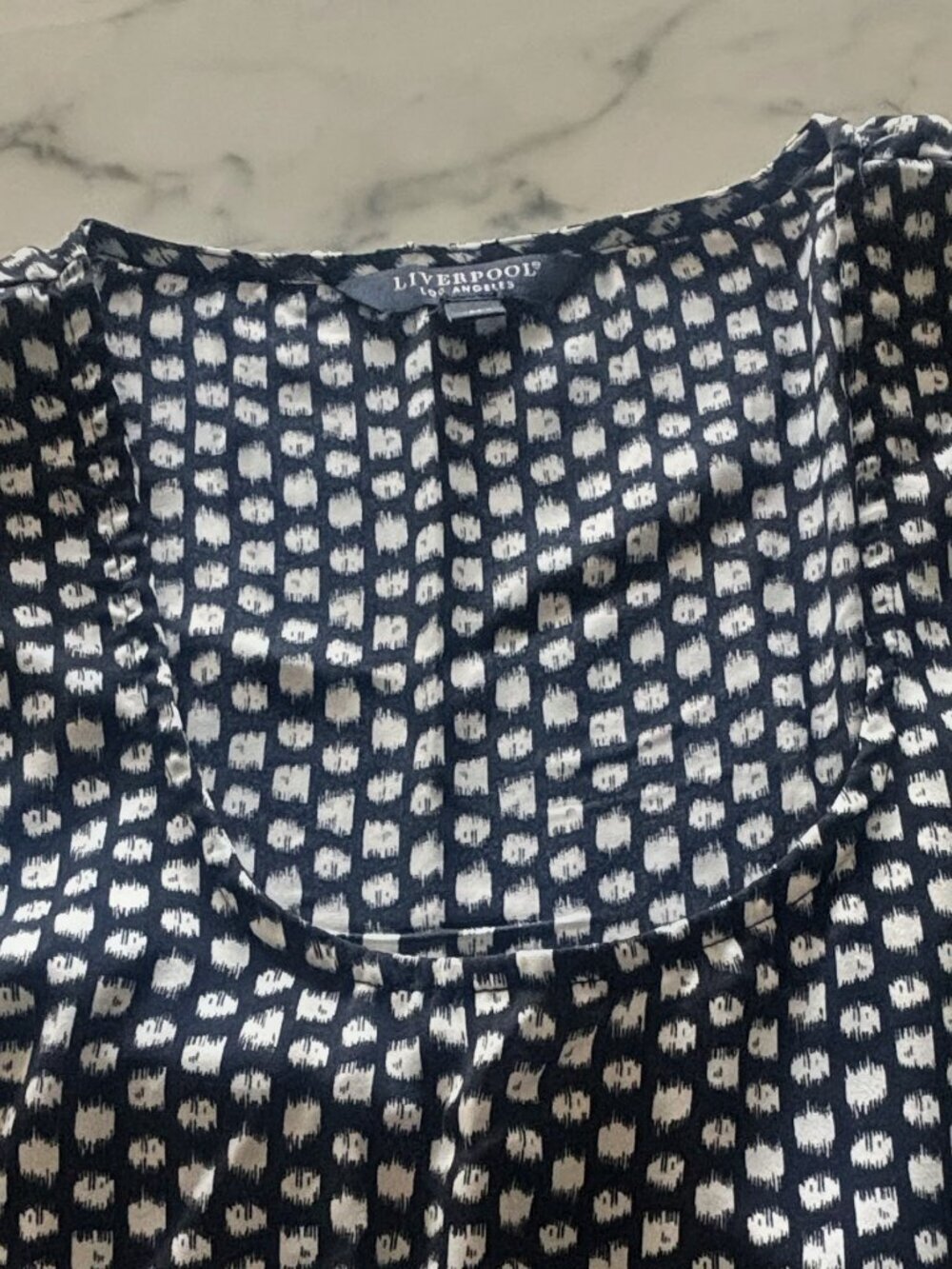 Liverpool Black White Geometric Dot Sleeveless Dress High Low M Wedding Guest - Picture 11 of 12